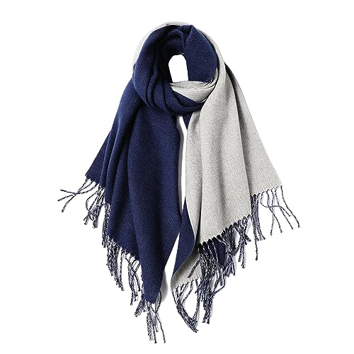 MaaMgic Schal Damen Pashmina Stola Warm Zweifarbig mit quasten/fransen Tücher für Frauen Abendkleider Hochzeit Festlich xxl Schals Herbst Winter Einfarbig Deckenschal MEHRWEG von MaaMgic