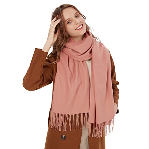 MaaMgic Schal Damen Warm Winter Herbst unifarben Baumwolle mit quasten/fransen, 40+ Farben Einfarbig & Kariert Pashmina xl Stola Schals MEHRWEG,Hell Rosa 2023 von MaaMgic