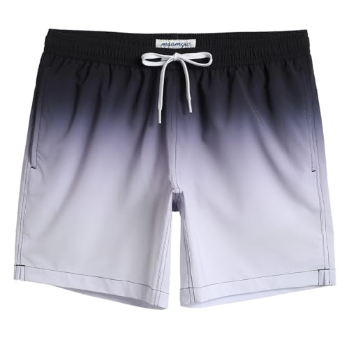 MaaMgic Stretch Badehose Herren Badeshorts Männer Schnelltrocknend Badehosen für Herren Boardshorts für Strand, Surf und Wassersport,Farbverlauf - Grau,S von MaaMgic