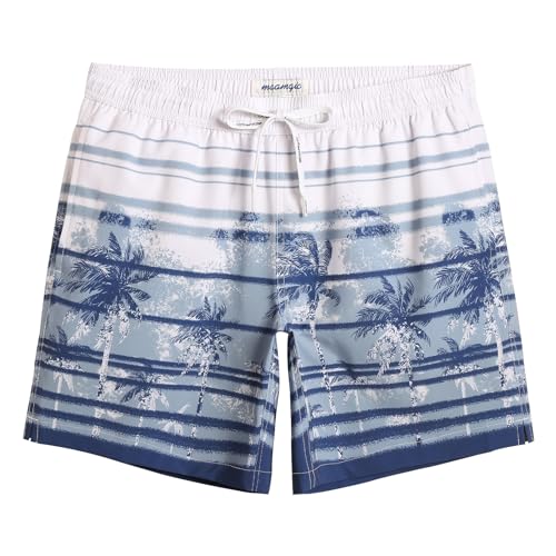 MaaMgic Stretch Badehose Herren Badeshorts Männer Schnelltrocknend Badehosen für Herren Boardshorts für Strand, Surf und Wassersport,Kokosnuss - Graublau,M von MaaMgic