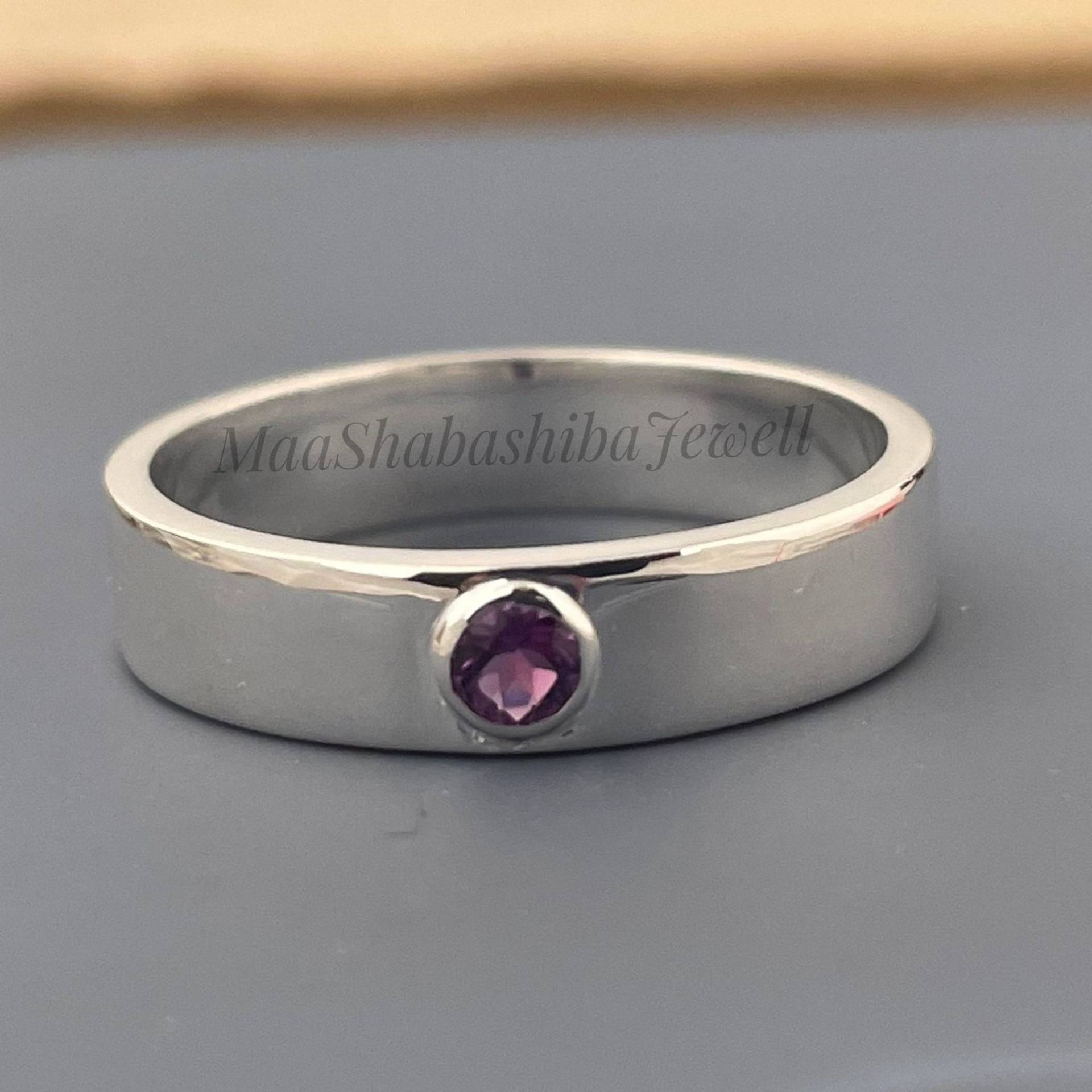 Echter Amethyst Ring, 925 Sterling Silber Bandring Amethyst, Edelsteinring, Bandring, Amethystring, Ehering Geschenk Für Sie von MaaShabashibaJewell