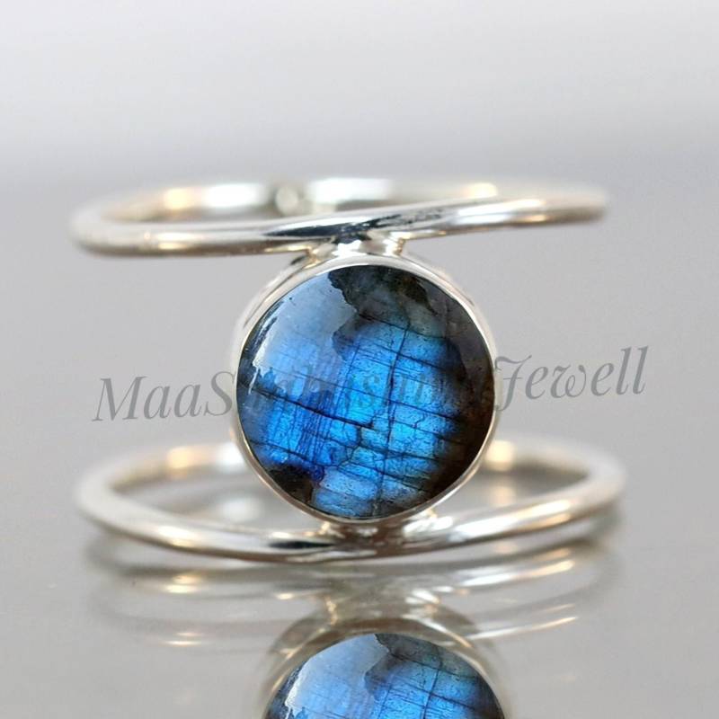 Echter Labradorit Ring, Edelstein Silber Statement Boho Ring von MaaShabashibaJewell