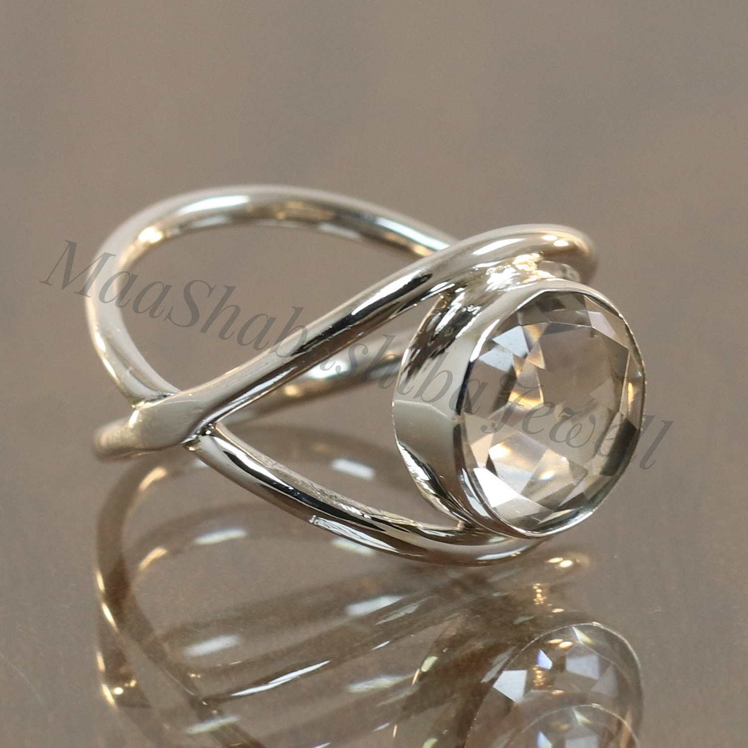 Klarer Kristallquarz Ring, Silber Klarer Quarz Handgemachter Statement Ringe, Quarzring, Kristallring, Ehering, Ringe Für Sie von MaaShabashibaJewell