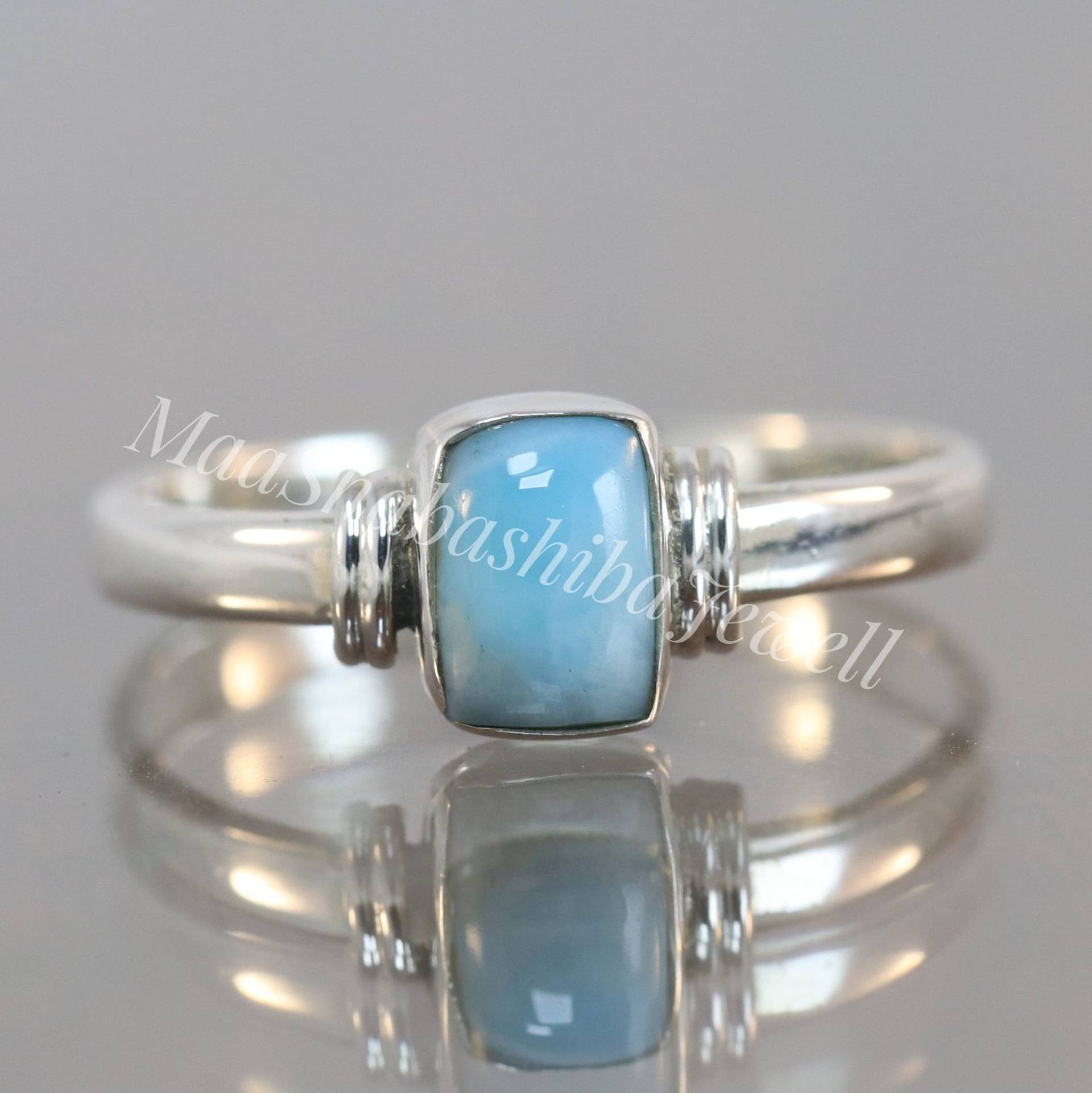 Massiver 925Er Sterling Silber Larimar Ring, Boho Statement Edelstein Schmuck, Frauen Ehering, Blauer Schmuck von MaaShabashibaJewell