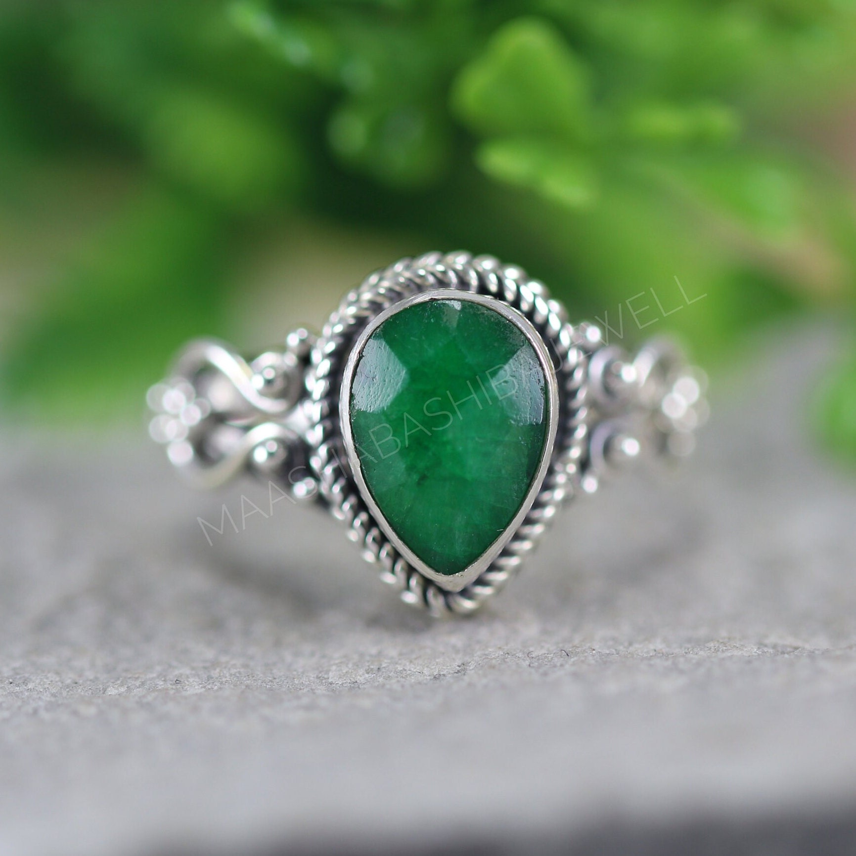 Natürlicher Jade Ring, 925 Sterling Silber Boho Schmuck, Versprechen Zierlicher Ehering von MaaShabashibaJewell