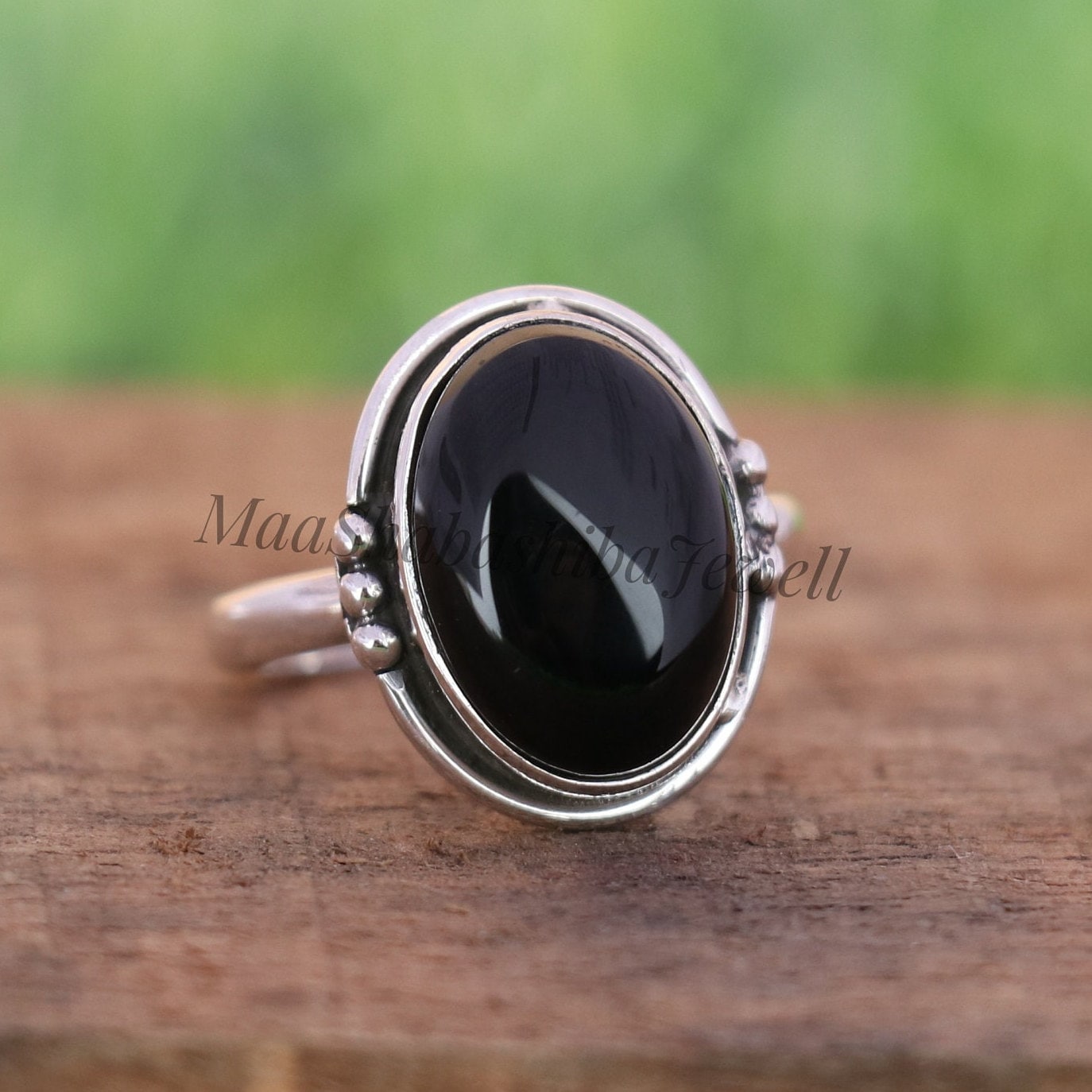 Natürlicher Schwarzer Onyx Ring, 925 Sterling Silber Handgemachter Ehering, Jahrestagsring, Schmuck, Zierlicher Geschenk Für Sie von MaaShabashibaJewell