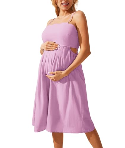 Bequemes Heimkleid Für Schwangere Strapskleid Freizeitkleid Für Schwangere A-Swing Mauve S von Maacie