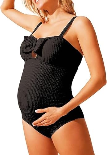 Damen Maternity Fitness Einteiler One Piece Swimsuit Leicht Und Leicht Zu Bewegen Schwarz 2XL von Maacie