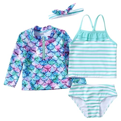 Maacie Baby Mädchen 4-teilige Badeanzüge Sets Kleinkind Mädchen Badeanzug Bikini Sets von Maacie