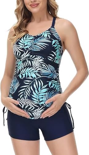 Maacie Badeanzüge Farbig Sommer Tankini mit Verstellbare Tr?ger Blau L von Maacie