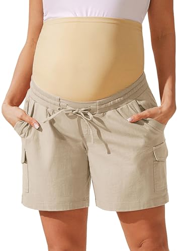 Maacie Umstands-Cargoshorts Damen Umstandsshorts Umstands-Cargoshorts Locker Elastisch von Maacie