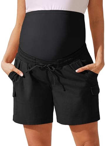 Maacie Damen Umstandsshorts Umstands-Cargoshorts Locker Elastisch von Maacie