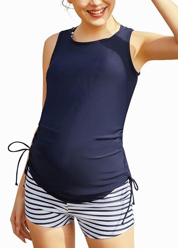 Maacie Schwangerschafts-Tankini-Badeanzüge Tankini-Top Bikini-Top Boyshorts-Set 3-teilig von Maacie