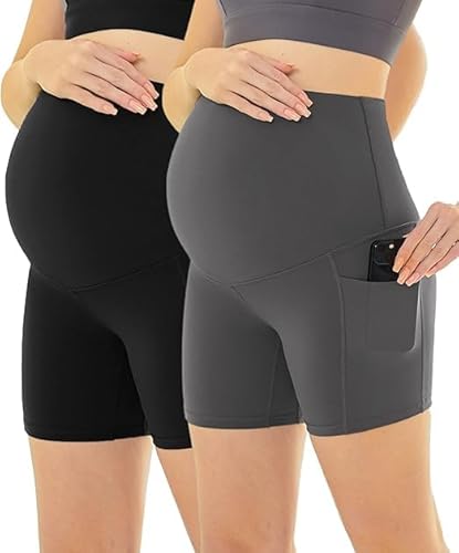 Maacie Schwangerschafts-Trainingsshorts Umstandsshorts Schnelltrocknende Ultraweiche Leichte Yoga-Shorts von Maacie