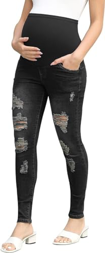 Maacie Umstandsjeans Damen Skinny Fit Jeggings Für Die Gesamte Schwangerschaf Hellblau S von Maacie