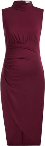 Maacie Umstandskleid für Damen Schwangerschaft Rüschenkleider Elegantes Plus Size Umstandskleid Weinrot XXL von Maacie