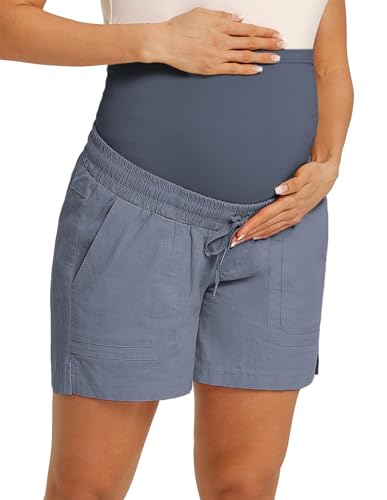 Maacie Umstandsshorts Aus Baumwolle Lässige Shorts Mit Kordelzug Hoher Taille Und Taschen von Maacie