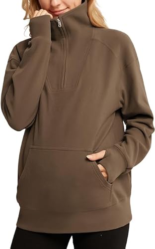 Maacie Umstandssweatshirt Fleece Warme Schwangerschaftspullover Alltäglich Lässig Sweatshirt für Schwangere im Winter Coffee M MC0344A23-03 von Maacie