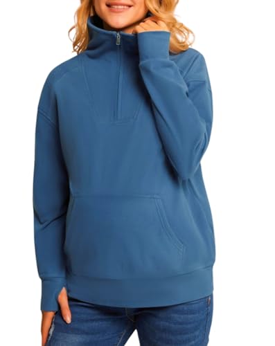 Maacie Umstandstops Fleece Warm Winter Hoodies für Schwangere Casual Loose Fit Umstandspullover Blau XL MC0344A23-04 von Maacie