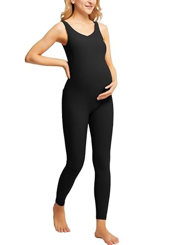 Schwangerschaft Jumpsuits für Frauen ärmellose Jumpsuit ärmellose Jumpsuit mit Taschen Schwarz 2XL von Maacie