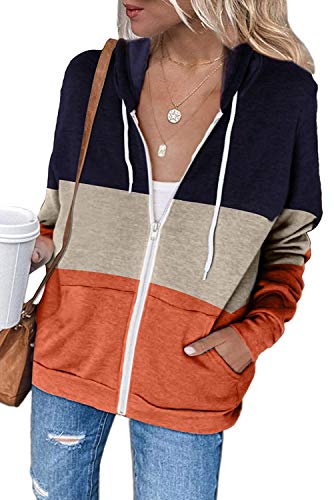 Maavoki Damen Zip Up Hoody Leichte Oberteile Yoga Jacken Kordelzug Hoodie mit Taschen von Maavoki