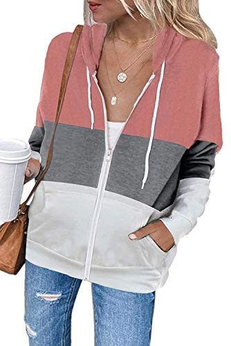 Maavoki Damen Zip Up Hoody Leichte Oberteile Yoga Jacken Kordelzug Hoodie mit Taschen von Maavoki