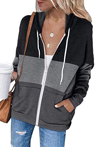 Maavoki Damen Zip Up Hoody Leichte Oberteile Yoga Jacken Kordelzug Hoodie mit Taschen von Maavoki