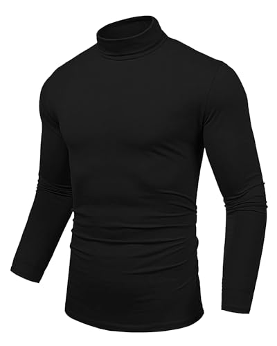 Maavoki Herren Rollkragenpullover Dünn Slim Fit Rollkragen Unterziehrolli Turtleneck Langarmshirt Basic Elastisch Rollkragen Pullover für Männer, Schwarz L von Maavoki