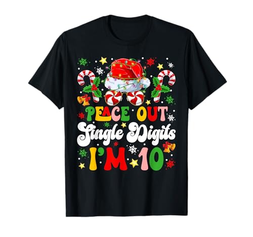 Peace Out Single Digits I'm 10 Years Old Merry Christmas Kids T-Shirt Peace Out Single Digits I'm 10 Years Old Merry Christmas Kids T-Shirt von Mab 10th Birthday Party Merry Christmas Pajamas