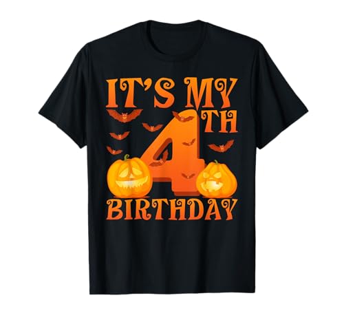 Es ist Mein 4. Geburtstag, Kürbisse, 4 Jahre alt, Halloween-Tag, Kinder T-Shirt Es ist Mein 4. Geburtstag, Kürbisse, 4 Jahre alt, Halloween-Tag, Kinder T-Shirt von Mab 4th Birthday Party Happy Halloween Costume Day