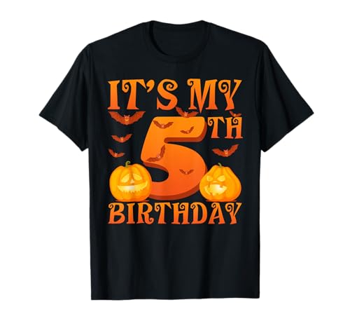 Es ist Mein 5. Geburtstag, Kürbisse, 5 Jahre alt, Halloween-Tag, Kinder T-Shirt Es ist Mein 5. Geburtstag, Kürbisse, 5 Jahre alt, Halloween-Tag, Kinder T-Shirt von Mab 5th Birthday Party Happy Halloween Costume Day