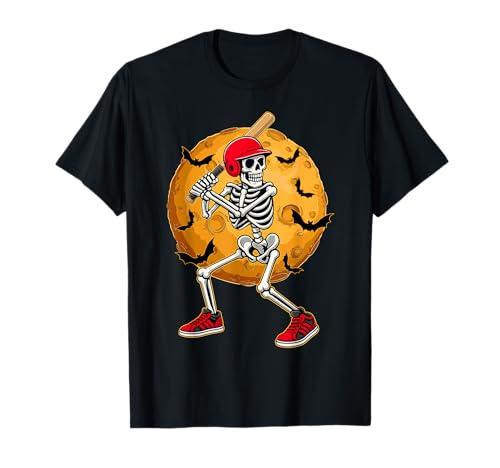 Baseballspieler Skelett mit Mond Halloween Kostüm Jungen T-Shirt Baseballspieler Skelett mit Mond Halloween Kostüm Jungen T-Shirt von Mab Baseball Lovers Happy Halloween Costume Day