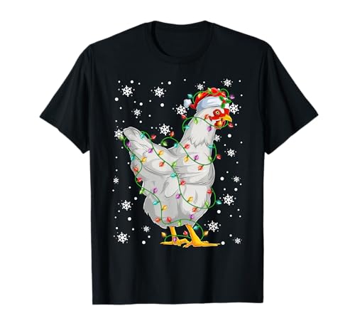 Frohe Weihnachten Schlafanzug Huhn Weihnachtsbaum Lichter Kinder T-Shirt von Mab Chicken Animal Lovers Merry Christmas Pajamas