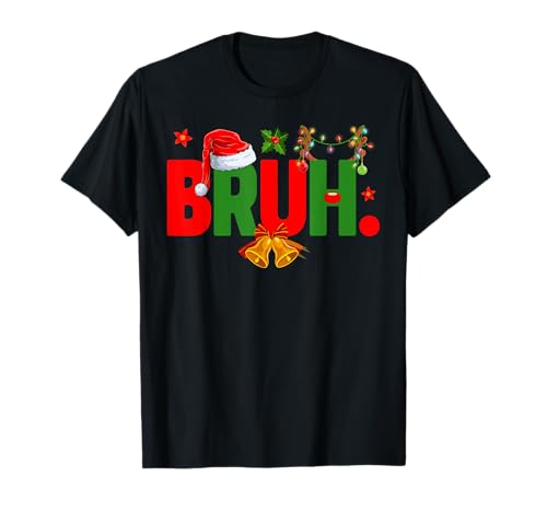 Lustiger Bruh Frohe Weihnachten Pyjama Weihnachtsmannmütze Xmas Herren Jungen T-Shirt von Mab Family Matching Merry Christmas Pajamas Xmas
