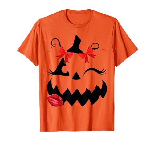 Jack O Lantern Gesicht mit Wimpern Halloween Day Frauen Mädchen T-Shirt Jack O Lantern Gesicht mit Wimpern Halloween Day Frauen Mädchen T-Shirt von Mab Pumpkin Lovers Happy Halloween Costume Day Tee