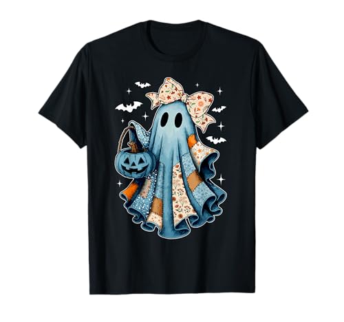 Patchwork Quilt Ghost Kokette Schleife Halloween Kostüm Mädchen T-Shirt Patchwork Quilt Ghost Kokette Schleife Halloween Kostüm Mädchen T-Shirt von Mab Quilting Lovers Quilters Halloween Costume Day