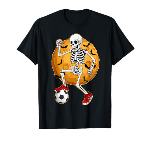 Fußballspieler-Skelett mit Mond, Halloween-Kostüm für Jungen und Herren T-Shirt Fußballspieler-Skelett mit Mond, Halloween-Kostüm für Jungen und Herren T-Shirt von Mab Soccer Lovers Happy Halloween Costume Day Tee