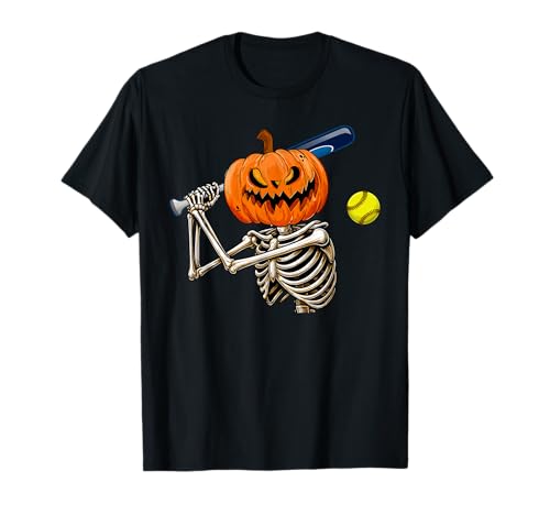 Softballspieler Skelett mit Mond Halloween Kostüm Jungen T-Shirt Softballspieler Skelett mit Mond Halloween Kostüm Jungen T-Shirt von Mab Softball Lovers Happy Halloween Costume Day