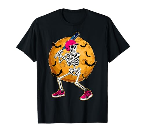 Softballspieler Skelett mit Mond Halloween Kostüm Jungen T-Shirt Softballspieler Skelett mit Mond Halloween Kostüm Jungen T-Shirt von Mab Softball Lovers Happy Halloween Costume Day