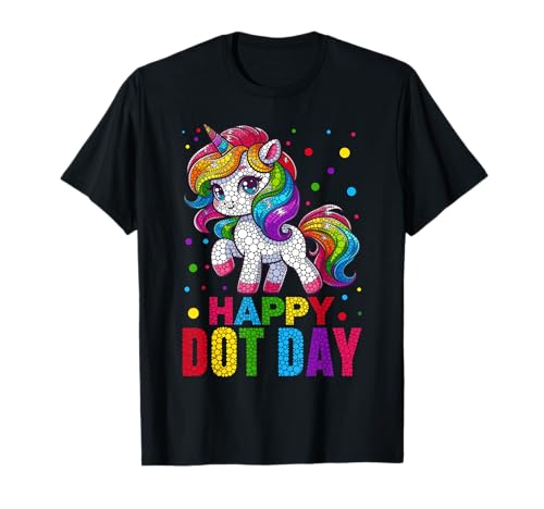Niedliches Einhorn Polka Dot Art Student Happy Dot Day Mädchen Kinder T-Shirt von Mab Unicorn Lover Owner Happy Dot Day Girls Kids