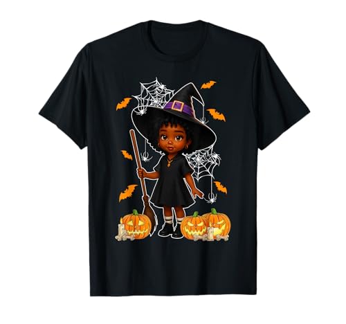 Süßes Afro-Mädchen im Hexenkostüm Halloween Afro-Mädchen Kinder T-Shirt Süßes Afro-Mädchen im Hexenkostüm Halloween Afro-Mädchen Kinder T-Shirt von Mab Witch Lovers Happy Halloween Costume Day Tee