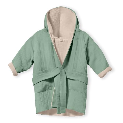 Mababu Bademantel Kinder mit Kapuze 3-4 Jahre | 100% Bio-Baumwolle GOTS Zertifiziert | Bademantel Baby I Premium Musselin Kinderbademantel für Mädchen & Jungen | Maschinenwaschbar & Trocknergeeignet | von Mababu