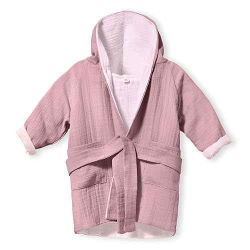 Mababu Bademantel Kinder mit Kapuze 5-6 Jahre | 100% Bio-Baumwolle GOTS Zertifiziert | Bademantel Baby I Premium Musselin Kinderbademantel für Mädchen & Jungen | Maschinenwaschbar & Trocknergeeignet | von Mababu