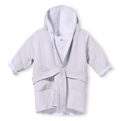 Mababu Bademantel Kinder mit Kapuze 5-6 Jahre | 100% Bio-Baumwolle GOTS Zertifiziert | Bademantel Baby I Premium Musselin Kinderbademantel für Mädchen & Jungen | Maschinenwaschbar & Trocknergeeignet | von Mababu
