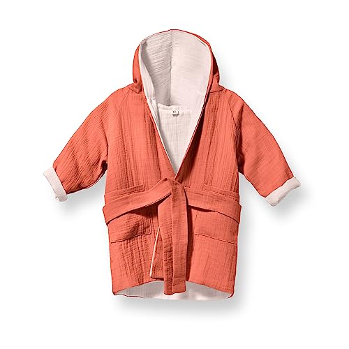 Mababu Bademantel Kinder mit Kapuze | Baby Bademantel | 100% GOTS Bio-Baumwolle | Kinderbademantel Mädchen & Jungen | 1 bis 2 Jahre | Kinder Bademantel | Musselin Bademantel Kinder | 2 Taschen, Gürtel von Mababu