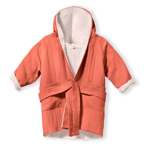 Mababu Bademantel Kinder mit Kapuze 1-2 Jahre | 100% Bio-Baumwolle GOTS Zertifiziert | Bademantel Baby I Premium Musselin Kinderbademantel für Mädchen & Jungen | Maschinenwaschbar & Trocknergeeignet | von Mababu