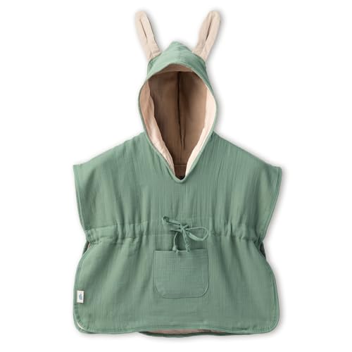 Mababu Badeponcho Baby & Kinder EXTRA weich (100% Bio-Baumwolle) | Kinder Badeponcho 1-7 Jahre | Handtuch Poncho Baby mit Hasenohren & Geschenkverpackung von Mababu