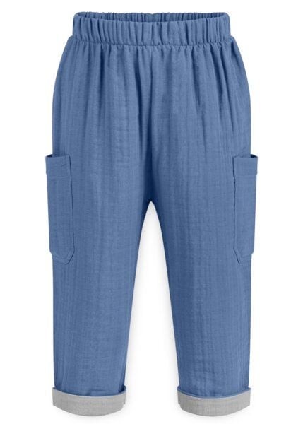 Mababu Zweifarbige Musselin-Hose | GOTS-zertifiziert | Bio-Baumwolle | Lockere Passform von Mababu