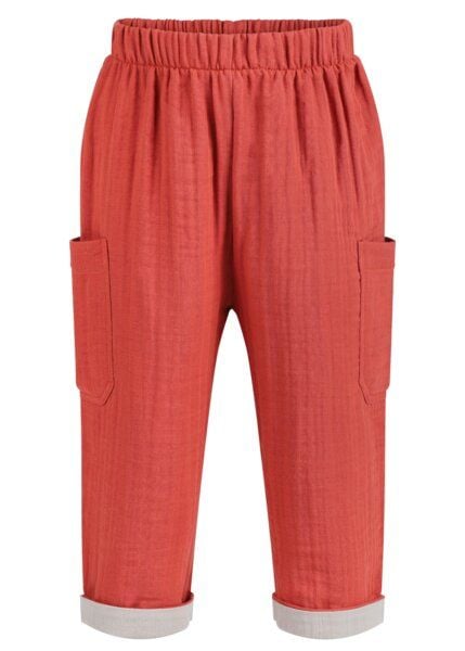 Mababu Zweifarbige Musselin-Hose | GOTS-zertifiziert | Bio-Baumwolle | Lockere Passform von Mababu