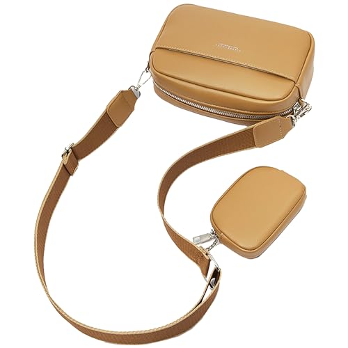 Mabecol Umhängetasche Damen, Kleine Schultertasche PU Leder 2-in-1, Crossbody Tasche Damen mit Abnehmbarer Mini-Geldbörse, UmhÃngetasche Shopper Tasche Klein für Alltag,Braun von Mabecol